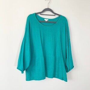 J. Jill drop shoulder boxy flowy cotton cashmere elbow sleeve‎ pullover knit top
